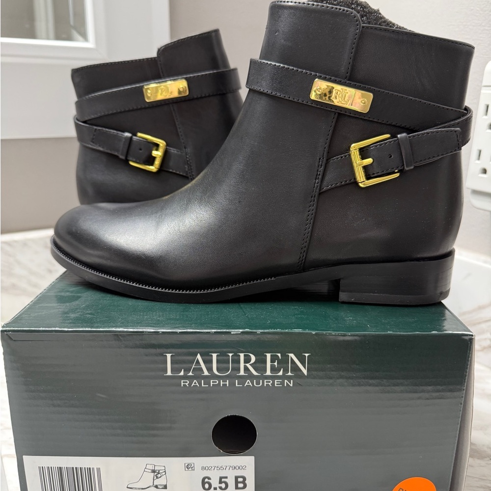 NIB.  Ralph Lauren Black Ankle Boots